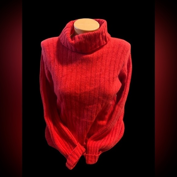 Vintage Lord & Taylor Angora Rabbit Hair Blend Red Cowl Neck Soft Warm Sweater S - Picture 12 of 12